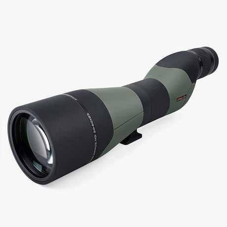 Athlon Argos HD 20-60x85 spotting scope with straight-through eyepiece showing rubber armor and focus ring
