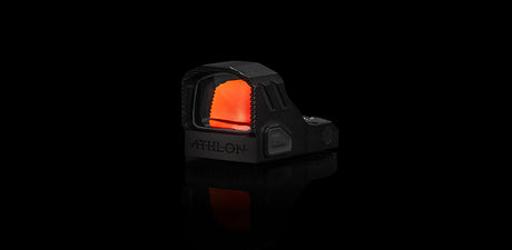 Athlon Midas EDC Pro red dot sight showing lens reflections from fully multi-coated optics