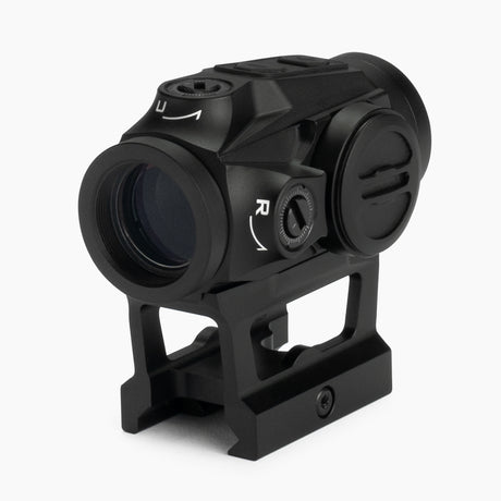 Athlon Midas Blaze TSR2 red dot sight rear isometric view showing ocular lens, brightness controls, and compact chassis