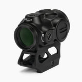 Athlon Midas Strobe TSR3 red dot sight rear isometric view showing ocular lens, brightness controls, and aluminum chassis