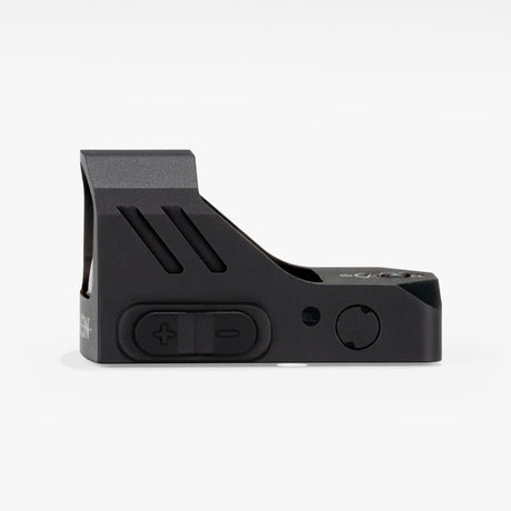 Athlon Midas Flash 6 MOA red dot sight side profile showing 1.77-inch overall length and low-profile mount