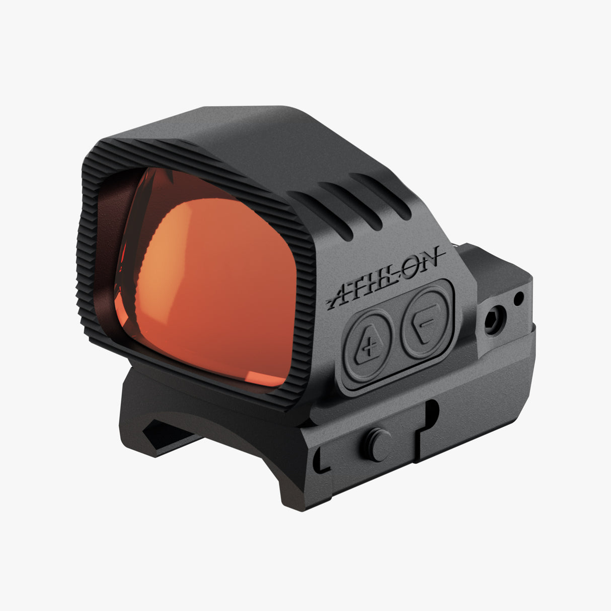 Athlon Midas Beam TSR1 red dot sight angle view showing large 32x24mm window and compact aluminum chassis