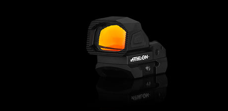 Athlon Midas Beam TSR1 red dot sight showing lens reflections from fully multi-coated optics