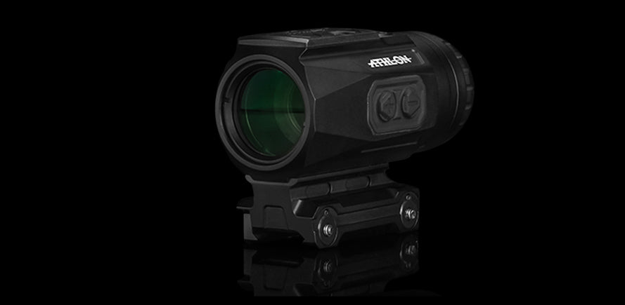 Athlon Midas Flare 3x prism scope showing lens reflections from fully multi-coated optics