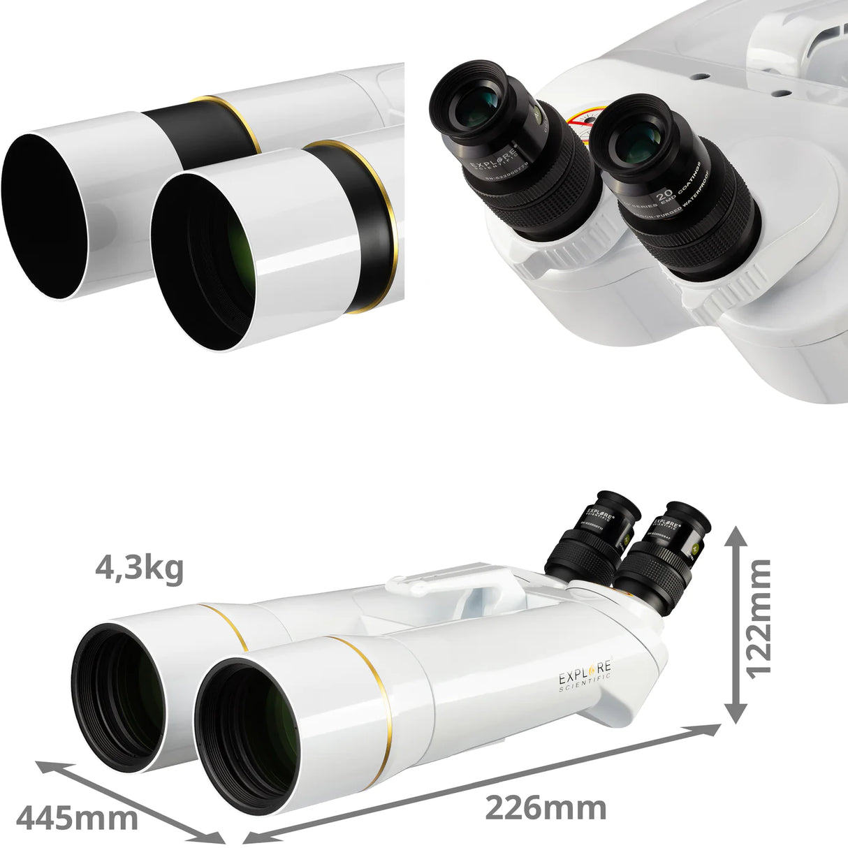 Explore Scientific BT-82 SF Large Binoculars with 62 Degree LER Eyepieces | 01-14210 | 811803033924