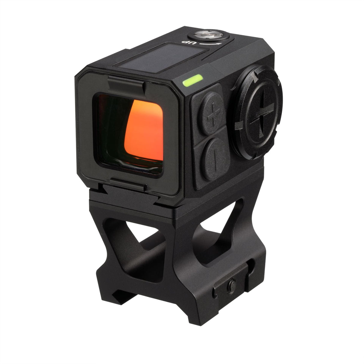 Alpen Argus LT 1x20 enclosed red dot side view showing the windage adjustment turret and protective battery compartment