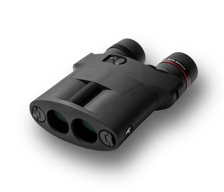 Kite Optics APC Stabilized 30 binoculars -- top-down view showing compact roof prism body and 30mm objective lenses