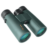 The Alpen Kodiak 10x42 from the objective end, showing the coated objective lenses and its Kodiak 10x42 label