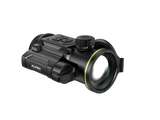 Alpen Apex 640 Thermal Clip-On from a 45-degree right angle showing the Alpen Optics logo and eyepiece end