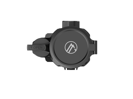 Front view of the Alpen Apex 640 clip-on showing the 50mm objective lens and LRF emitter