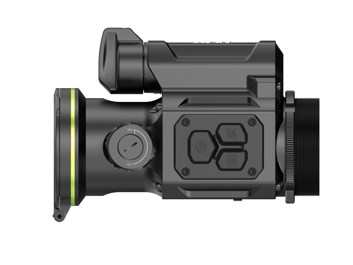 Top-down view of the Alpen Apex ATC650 thermal clip-on showing control buttons and battery compartment