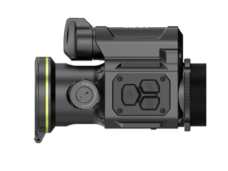 Top-down view of the Alpen Apex ATC650 thermal clip-on showing control buttons and battery compartment