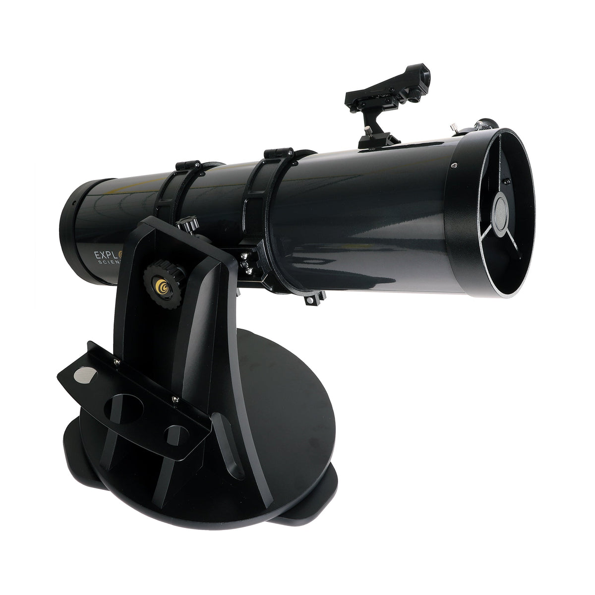 6-inch Tabletop Dobsonian from the open end of the tube, with the accessory rack on the side of the mount