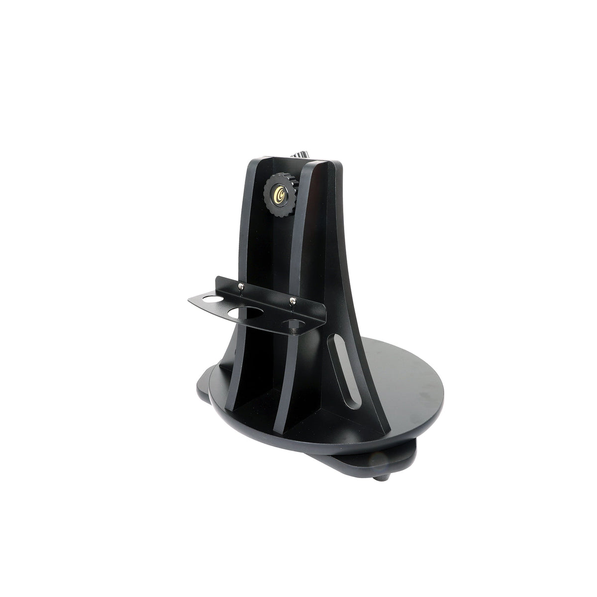 Pre-assembled tabletop Dobsonian mount for the 6-inch reflector, with the eyepiece rack attached