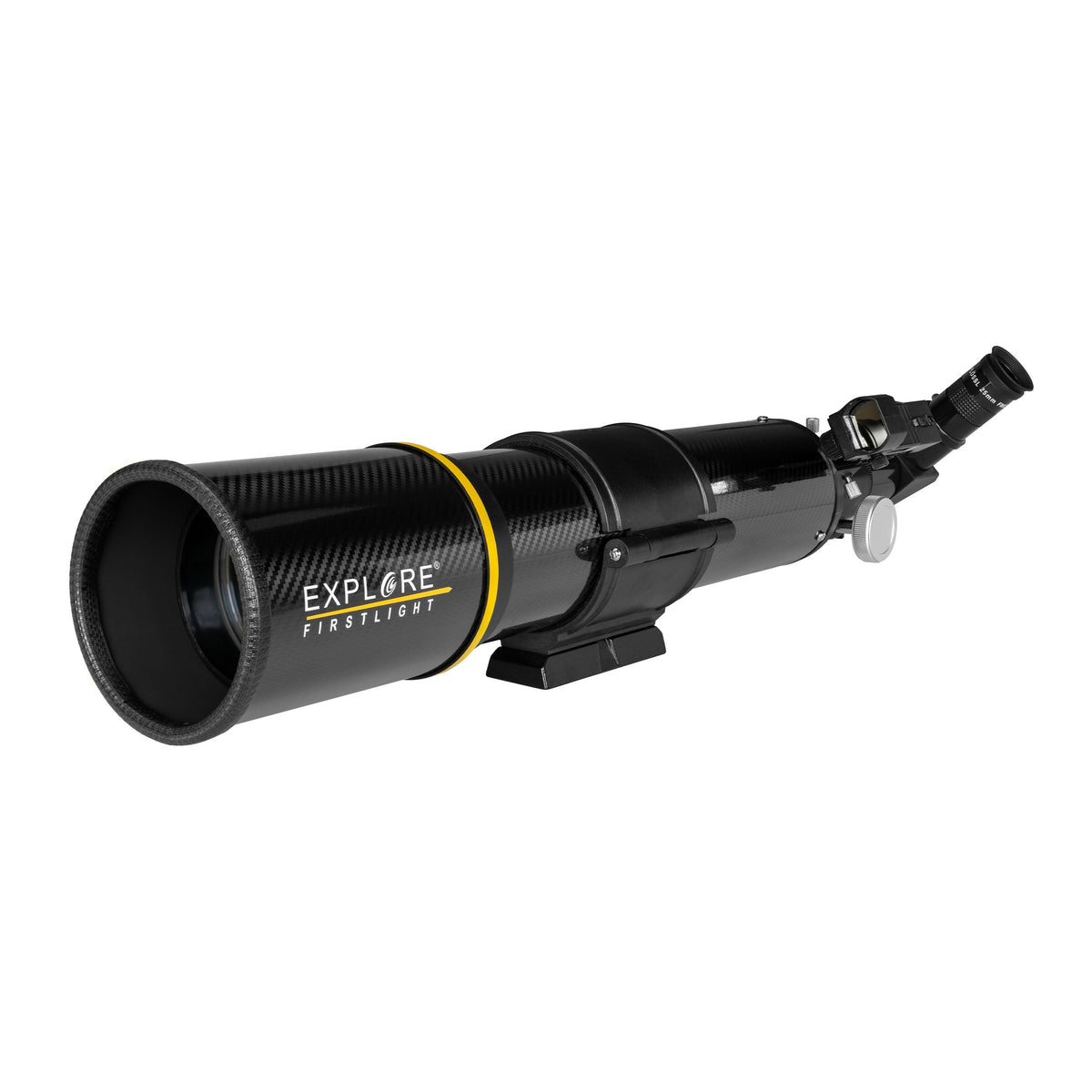 FirstLight 80mm Carbon Fiber refractor tube with dew shield, front view, Sidara Nano package