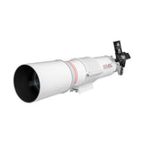 FirstLight 80mm refractor tube with dew shield and red dot finder, front view, Sidara Nano package