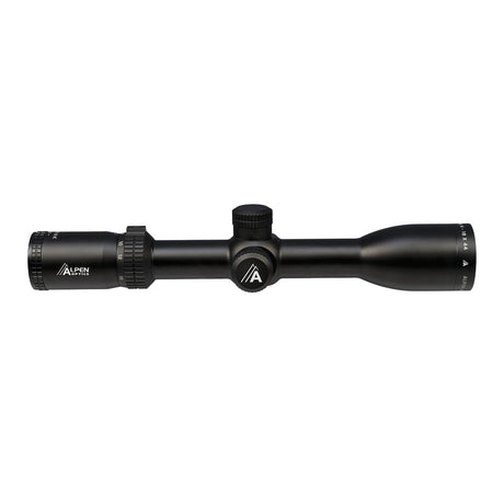 Alpen Kodiak 4-16x44 catalog image showing the scope with included flip-open lens covers mounted