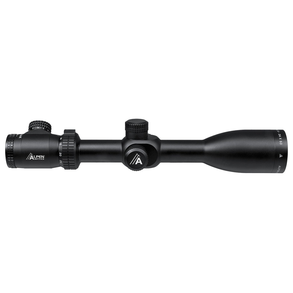 Alpen Kodiak 6-24x50 main catalog image showing full scope profile with flip-open lens covers