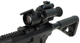 Luna Optics QE-RS50-LRF 4K night vision riflescope with LRF — angled side view showing eyepiece and controls