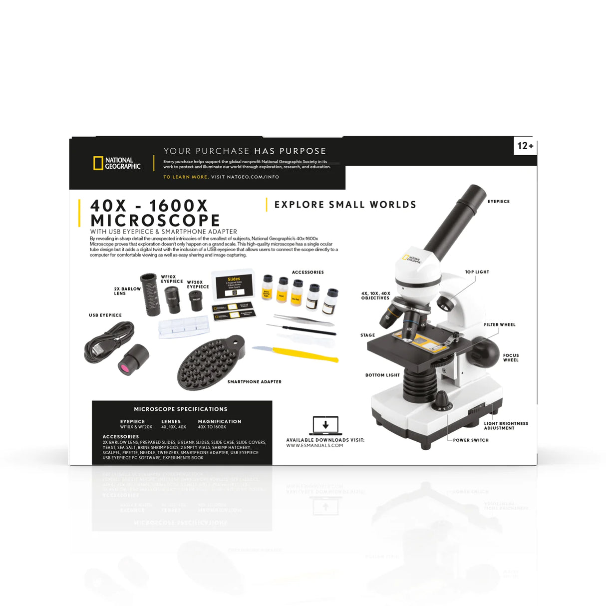 National Geographic 40x-1600x Microscope with USB Eyepiece | 80-20201 | 8118030342594