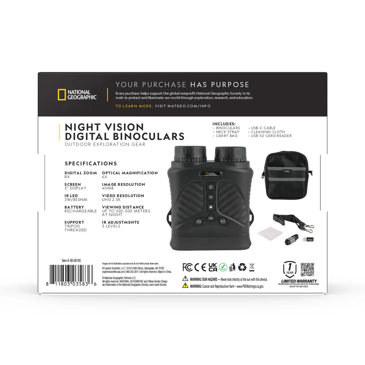 National Geographic Night Vision Digital Binoculars | 80-50155 | 811803035836