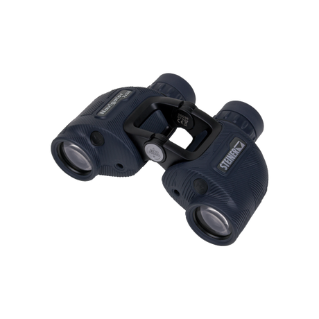 Steiner Navigator 7x30 marine binocular, angled view showing rubber armor