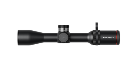 Kite Optics B6 LR 2-12x42 riflescope side profile showing ballistic turret and zoom throw lever