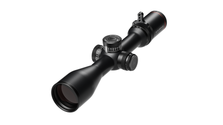 Kite Optics B6 LR 3-18x50 angled view showing exposed elevation turret with zero-stop and side parallax adjustment