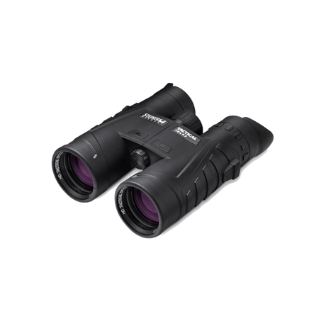 Steiner Tactical T1042 10x42 binocular, angled side view showing the NBR rubber-armored roof-prism body