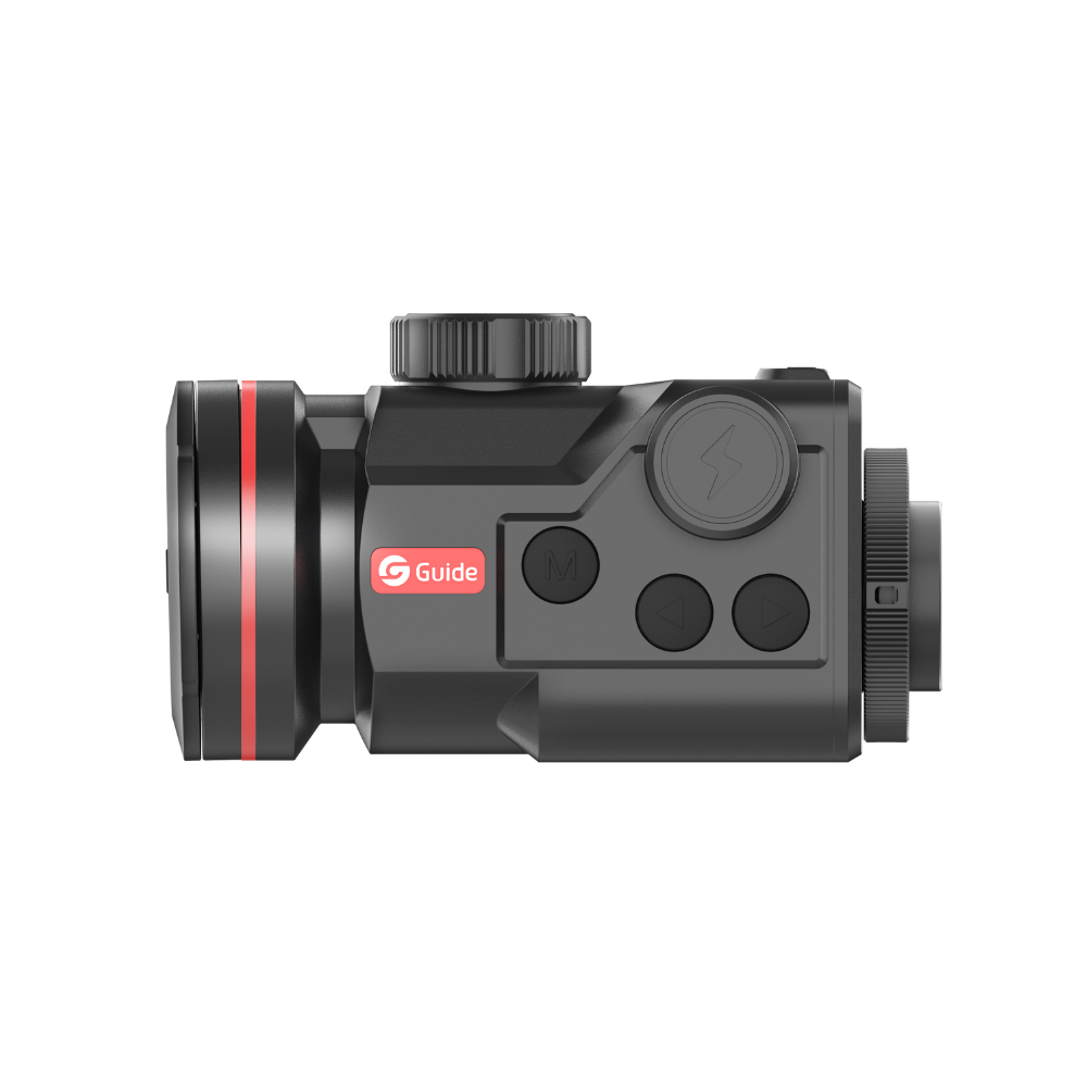 Guide TB650P 2.0 thermal clip-on left side with the menu and arrow keys and the battery cap