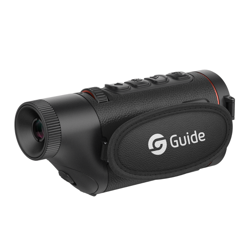 Guide TD 633L thermal monocular rear-angle view showing eyepiece diopter adjustment