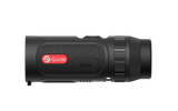 Guide TE211 thermal monocular held in hand showing the pocketable scanner ergonomics