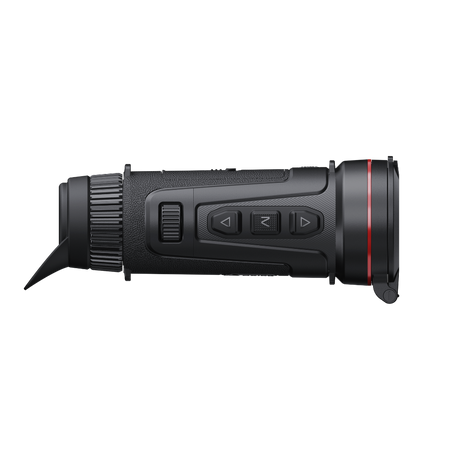 Guide Kodiak TK635L 3.0 feature callout diagram labeling the 35mm F0.9 lens, 640x512 sensor, laser rangefinder, focus wheel, 1.03-inch AMOLED display and USB-C rechargeable battery
