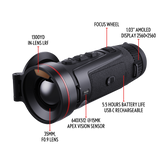 Guide Kodiak TK635L 3.0 side profile showing the battery compartment door and the eyepiece diopter ring