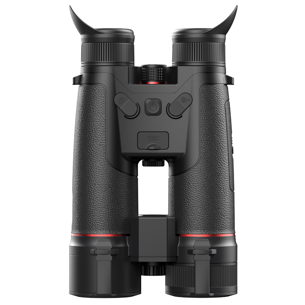 Guide TN650M Muo 2.0 binocular rear view showing the 0.49 inch 1920x1080 AMOLED display housing and adjustable interpupillary distance