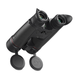 Guide TN650M Muo 2.0 binocular front view showing the 50mm thermal objective and 70mm F1.8 night vision objective lenses side by side