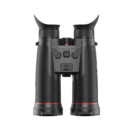 Guide TN650L thermal binocular rear view showing the 0.49 inch 1920x1080 AMOLED display housing and adjustable interpupillary distance