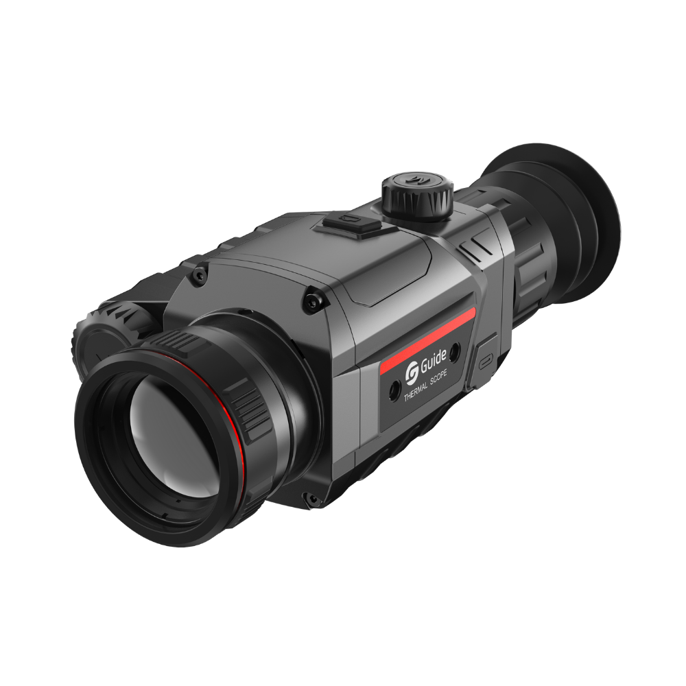 Guide TR 630-A thermal riflescope rear-angle view showing eyepiece and focus adjustment