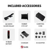 Guide TR 630-A thermal riflescope front view showing 35mm germanium objective lens with red accent ring