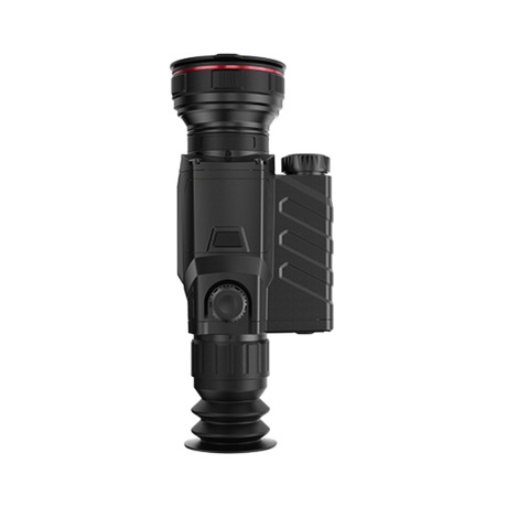 Guide TR 650-A thermal riflescope front view showing 50mm objective lens with red accent ring