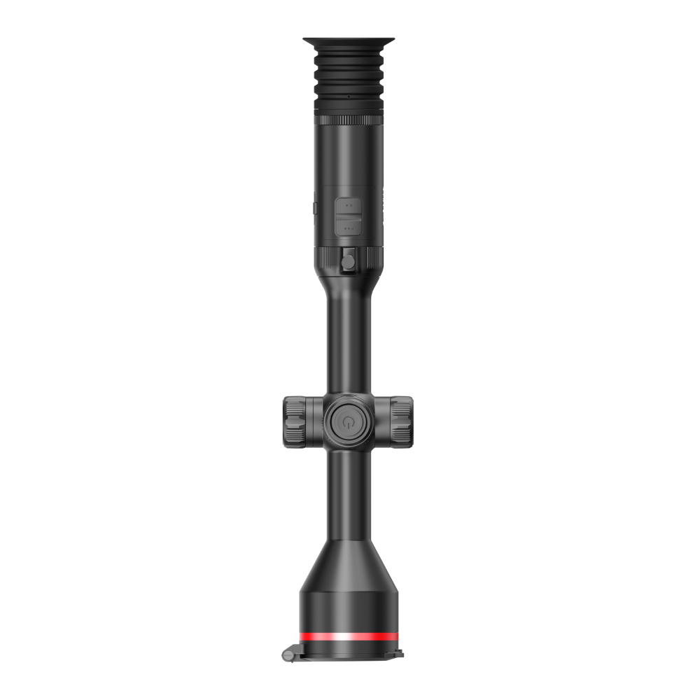 Guide TU435LS thermal riflescope top view of the focus wheel and zoom lever
