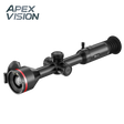 Guide TU435LS thermal riflescope, three-quarter front view of the 35 mm objective with the rangefinder inside the lens