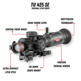 Guide TU425SE thermal riflescope top-down view showing turrets