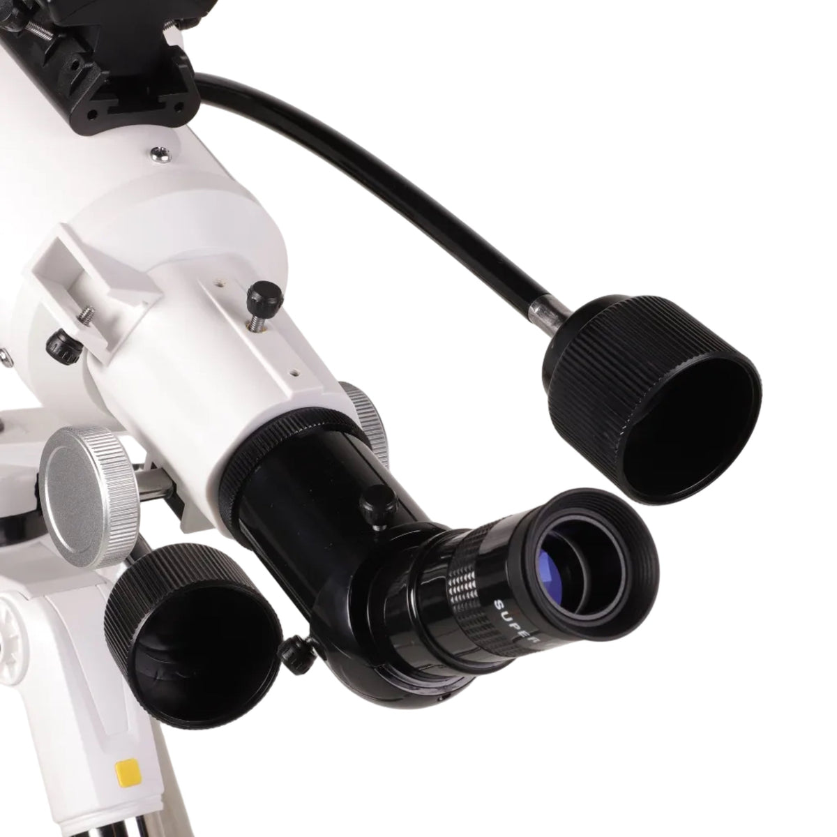 Sidara Nano 90 close-up of the diagonal and eyepiece beside a flexible slow-motion control cable