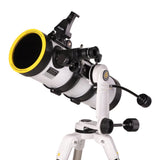 Sidara Nano 114 with the yellow solar filter fitted over the front of the reflector tube