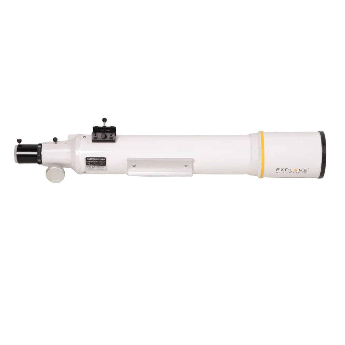 Sidara Nano 90 package: the white 90mm refractor optical tube on its own, side view