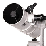 Sidara Plus 150 open tube end showing the secondary mirror, focuser and SkyAssist phone bracket