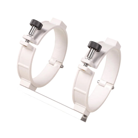 White tube rings joined by a dovetail bar, for the Sidara Essential 130 reflector