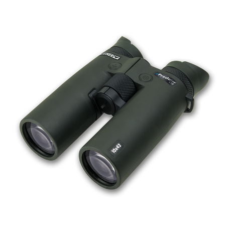 Steiner ePredator LRF 10x42 rangefinding binocular, angled view