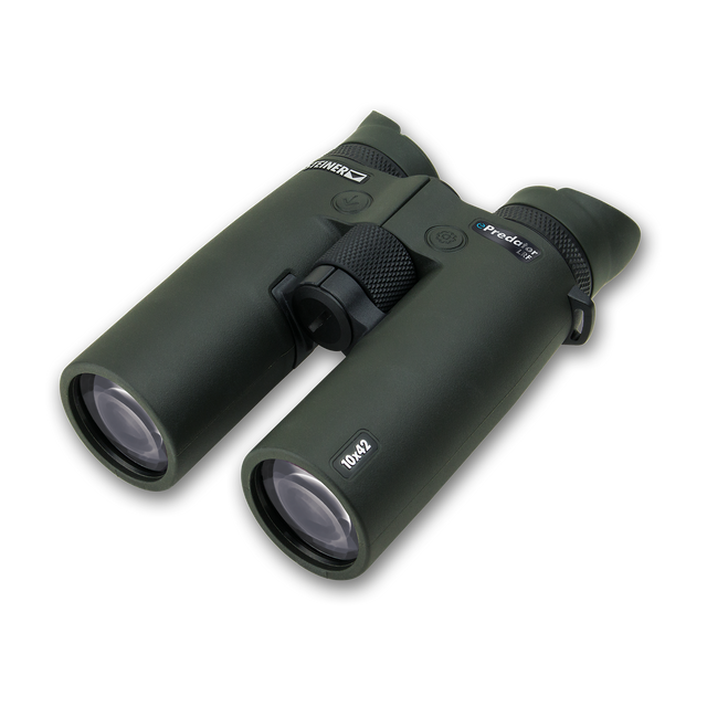 Steiner ePredator LRF 10x42 rangefinding binocular, angled view